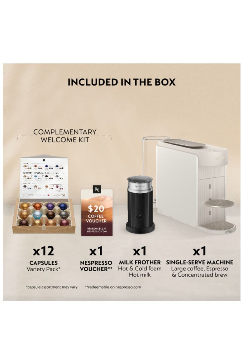Vertuo Up Coffee Machine & Aeroccino Frother Set, Alternate, color, WHITE