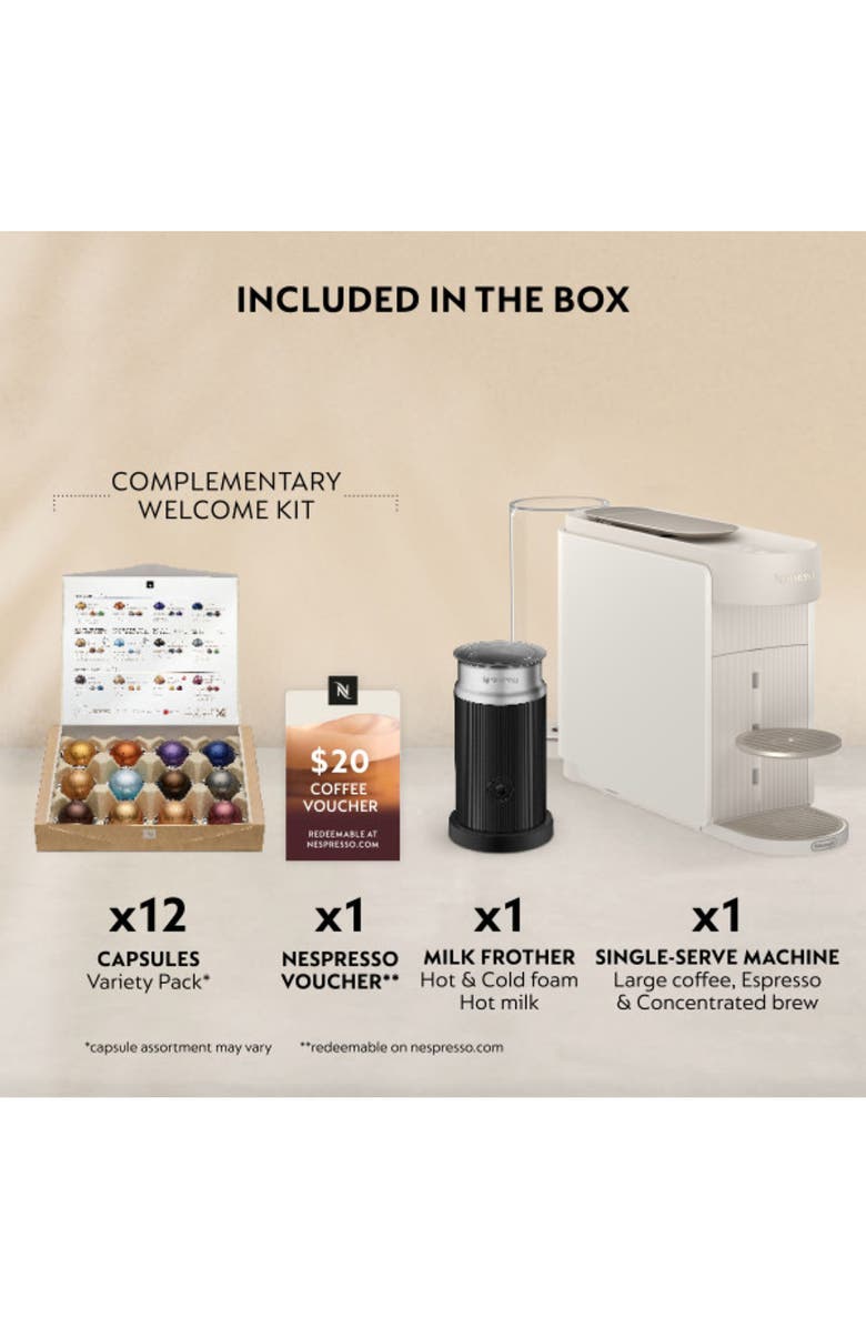 Nespresso Vertuo Up Coffee Machine & Aeroccino Frother Set, Alternate, color, White