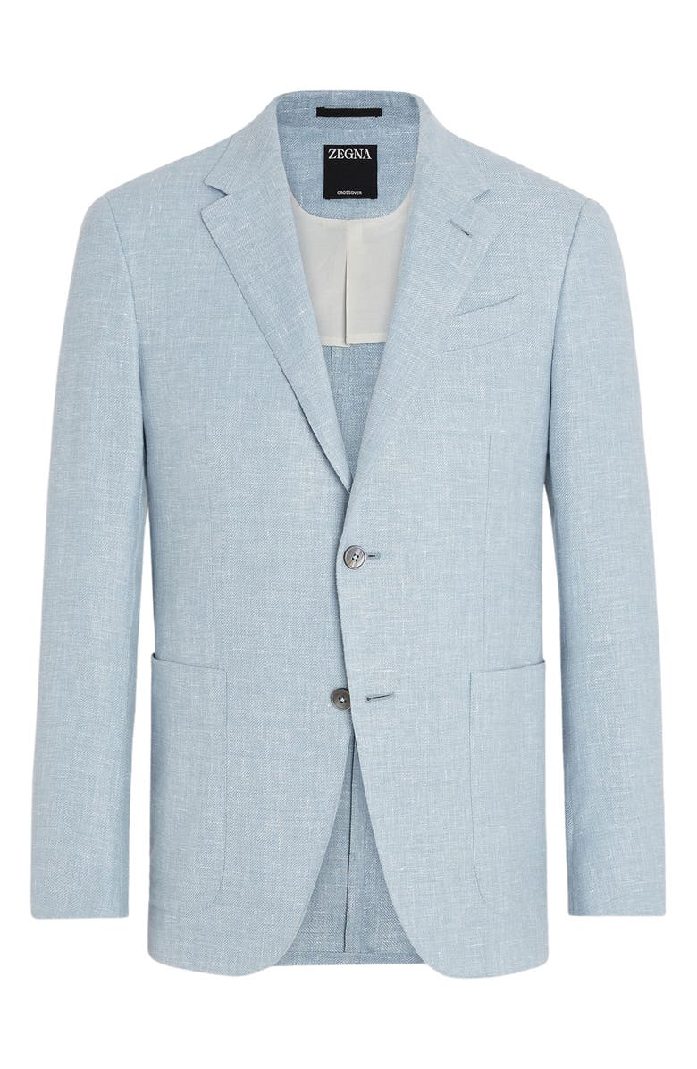 ZEGNA Fairway Crossover Linen Blend Sport Coat, Alternate, color, Light Blue