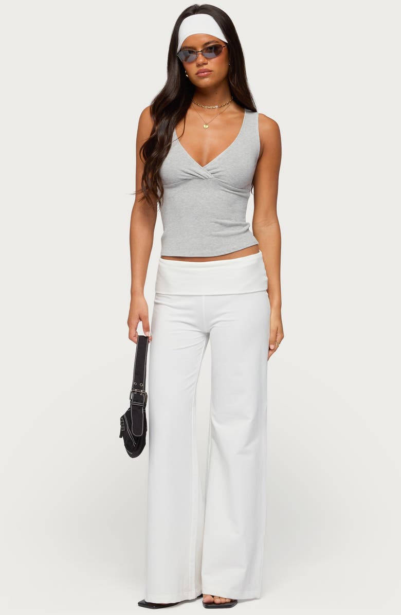 EDIKTED Wide Leg Foldover Pants, Alternate, color, 