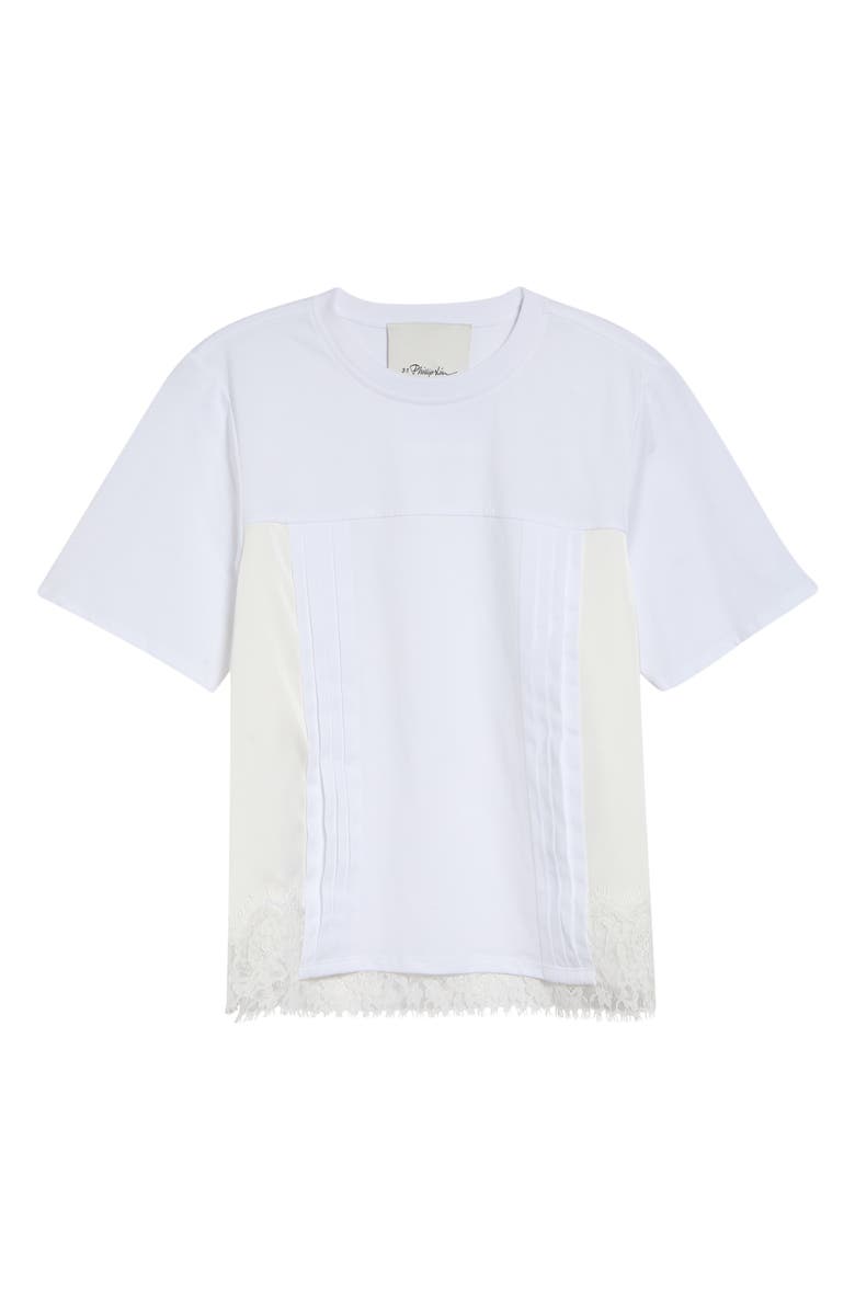 3.1 Phillip Lim Mixed Media Cotton T-Shirt, Main, color, White