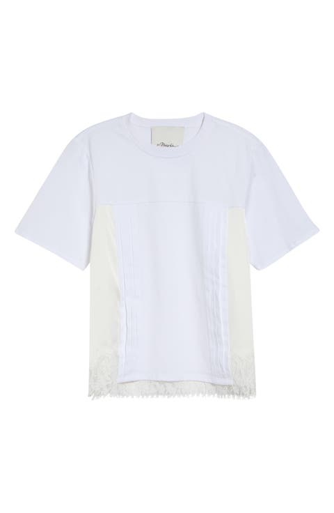 Mixed Media Cotton T-Shirt