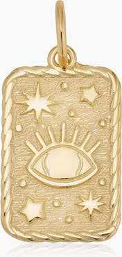 Oradina 14K Yellow Gold Evil Eye Pendant Charm