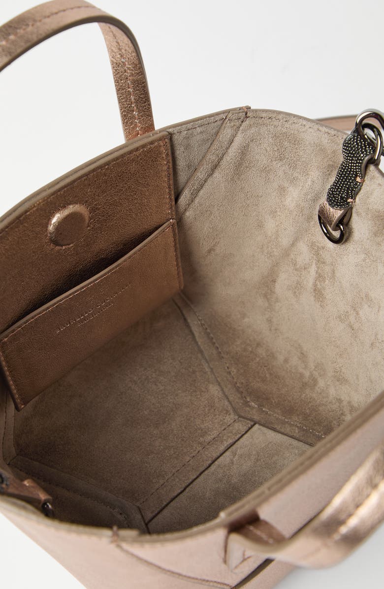 Brunello Cucinelli Mini lamé calfskin BC Duo bag, Alternate, color,