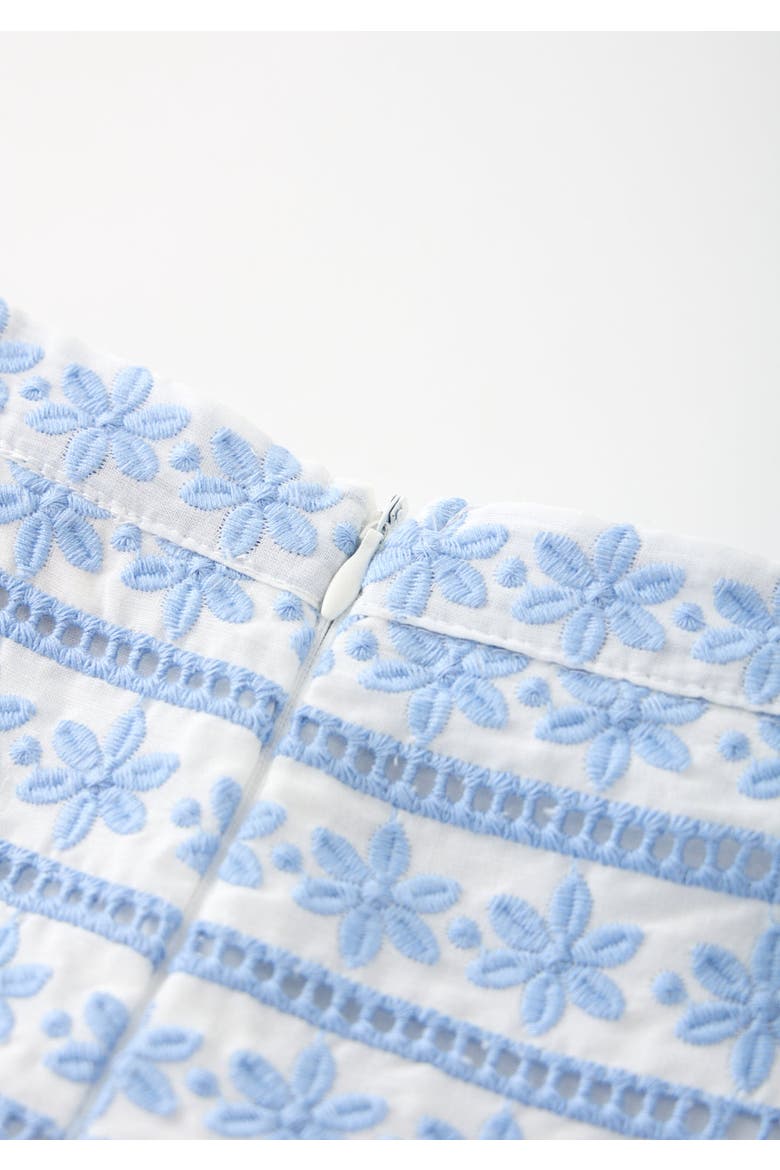 Odessa Frill Embroidered Maxi Skirt, Alternate, color, Powder Blue