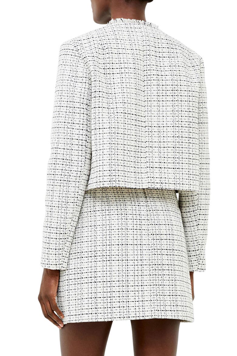 Effie Fringe Detail Tweed Jacket, Alternate, color, CLASSIC CREAM/BLACKO