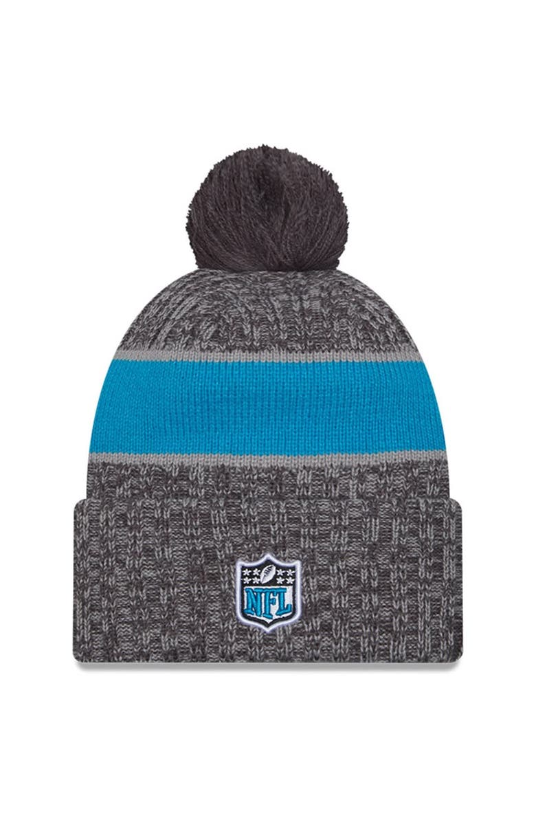 New Era Men's New Era  Gray Carolina Panthers 2023 Sideline Sport Cuffed Pom Knit Hat, Alternate, color, Gray