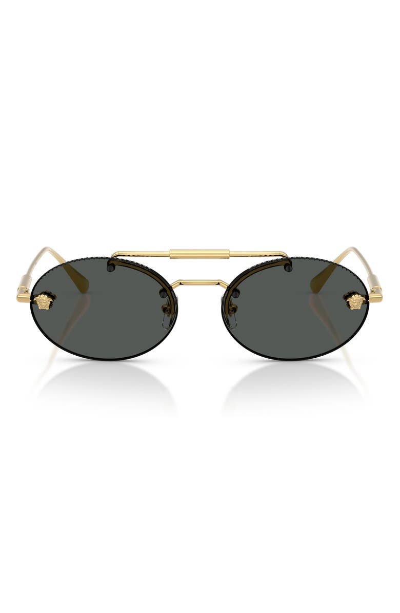 Versace 56mm Oval Sunglasses, Main, color, Gold / Dark Grey