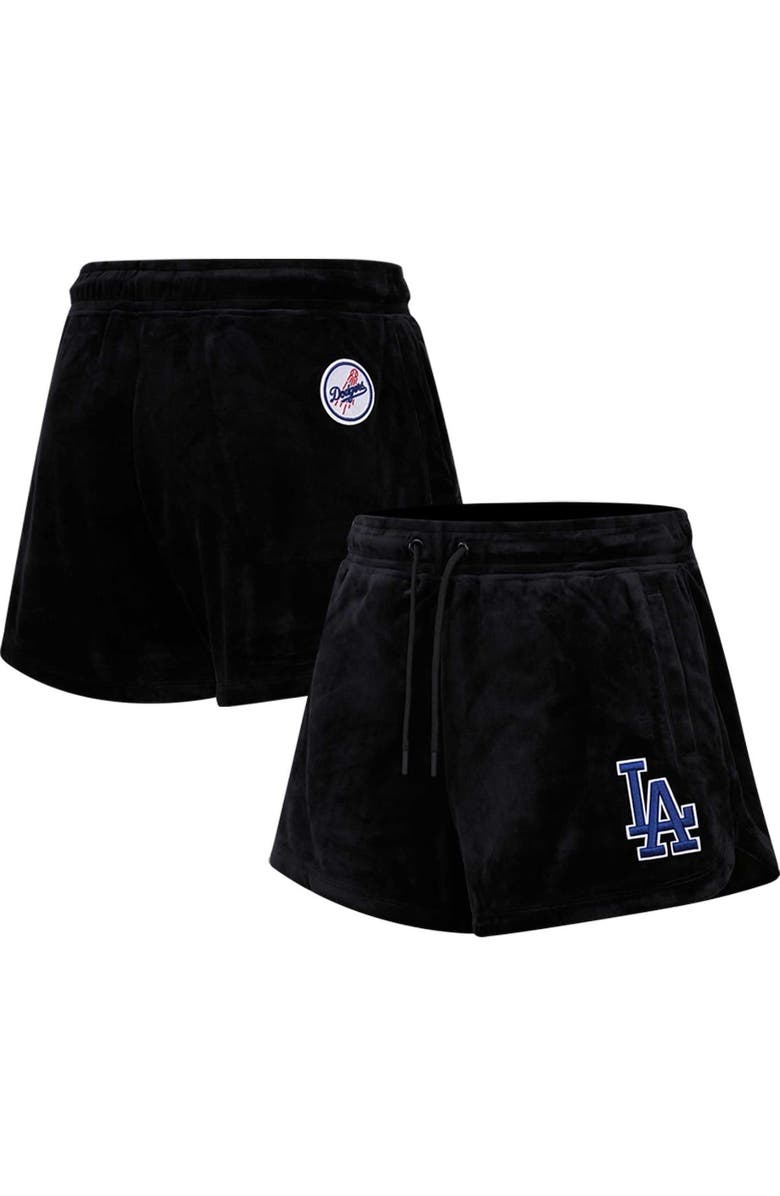 PRO STANDARD Women's Pro Standard Black Los Angeles Dodgers Classic Velour Lounge Shorts, Alternate, color, 