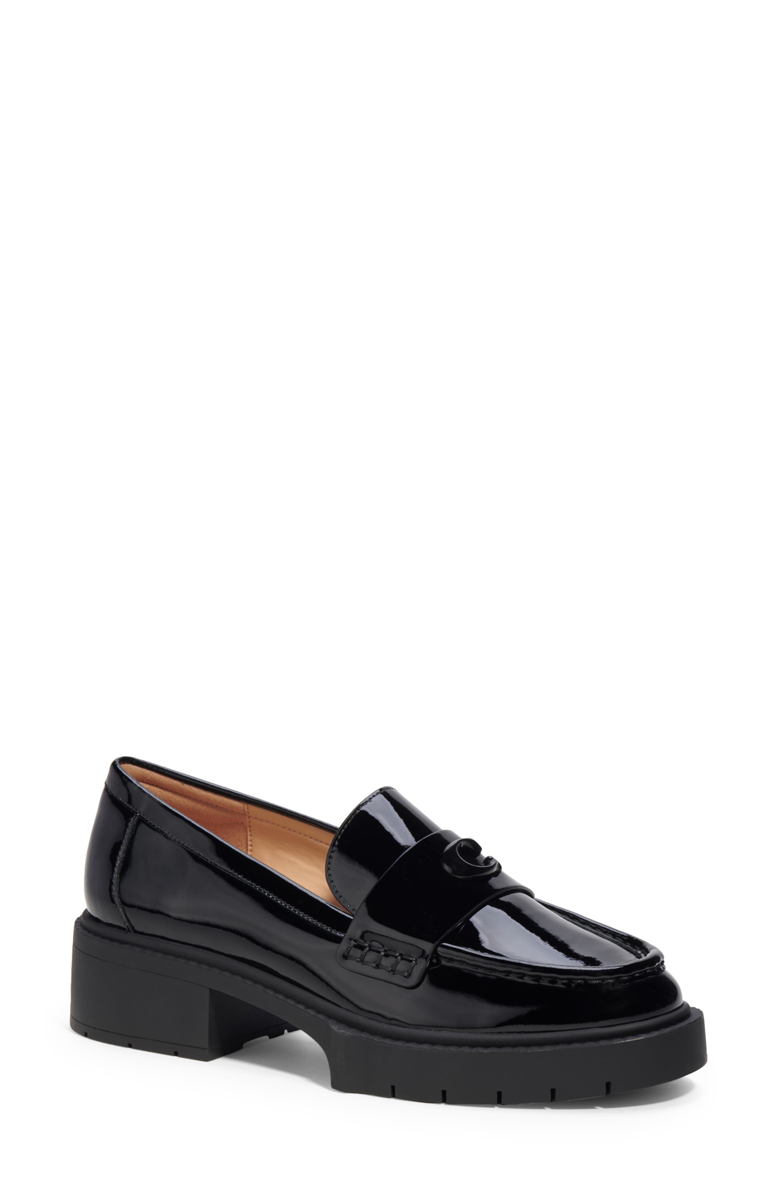 COACH Leah Platform Loafer, Main, color, Black Patent