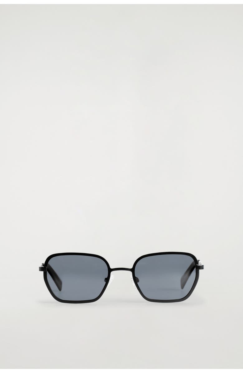 COS Wire-Frame Rectangle Sunglasses, Alternate, color, Black