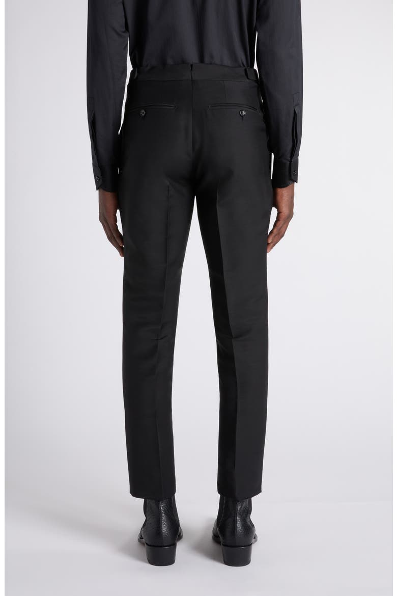 Flat Front Fine Wool & Silk Barathea Dress Pants, Alternate, color, NAA BLACK