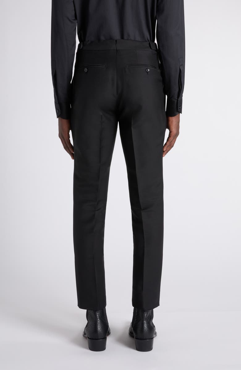 TOM FORD Flat Front Fine Wool & Silk Barathea Dress Pants, Alternate, color, Naa Black