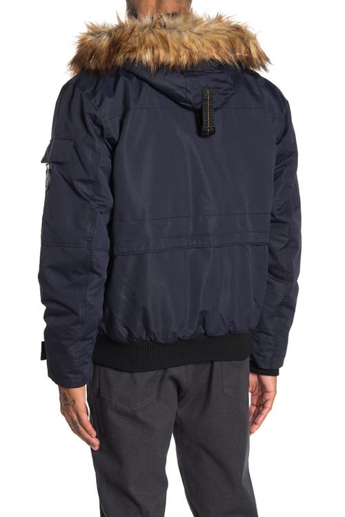 Noize Faux Fur Hooded Bomber Jacket In Black