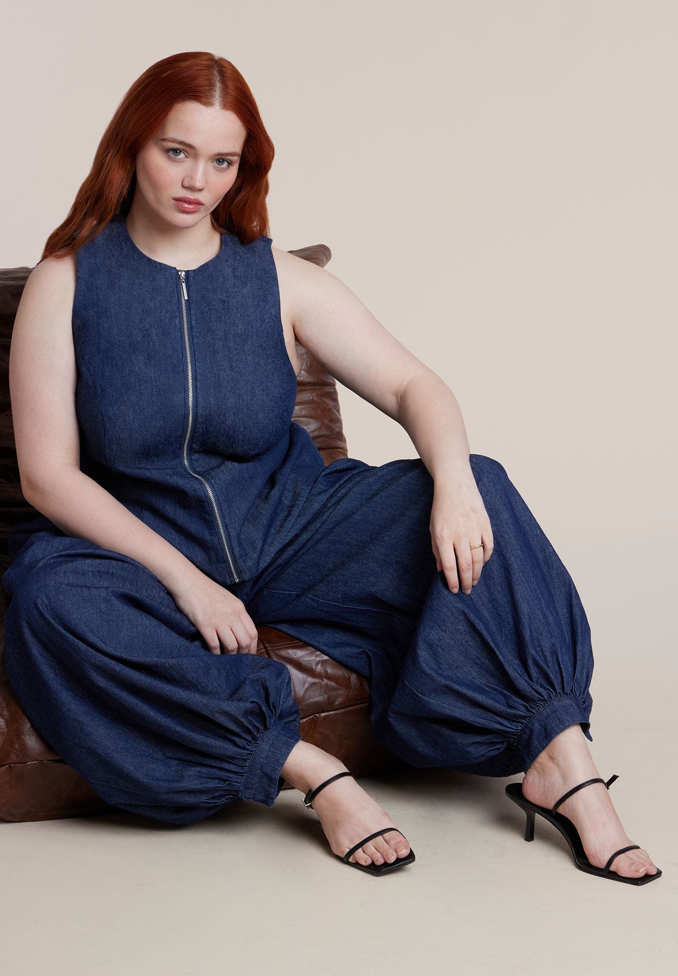 Chambray Zip Up Top - image 2