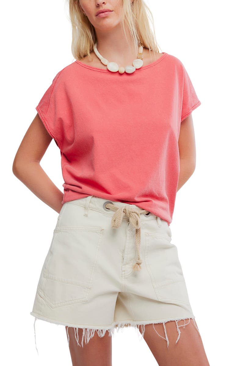 Free People Peggy One-Shoulder Cotton Top, Alternate, color, Sour Sweet