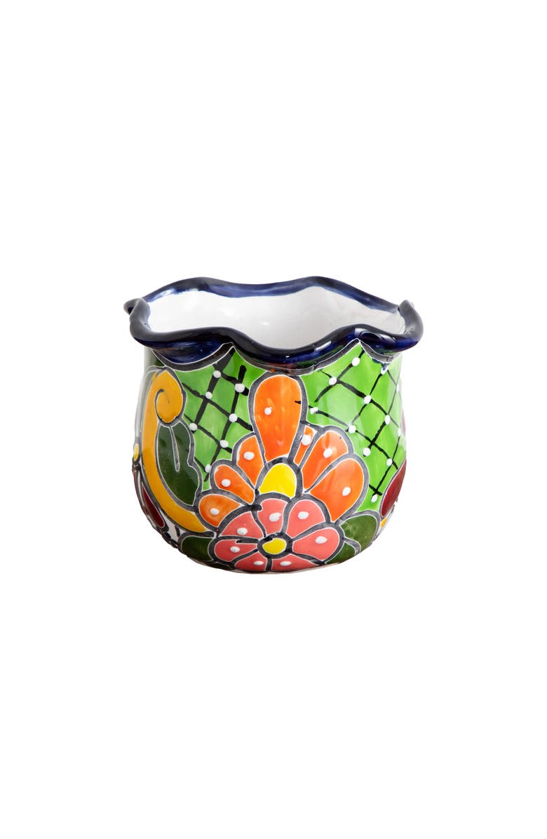 NEARLY NATURAL 6-in X 7-in Handmade Mexican Talavera Ceramic Planter, Main, color, Multicolor