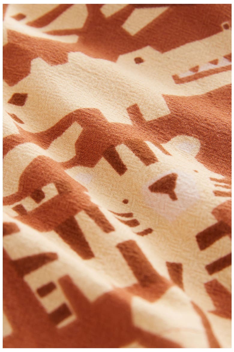 Kids' Safari Print Cotton Camp Shirt & Drawstring Shorts Set, Alternate, color, BROWN