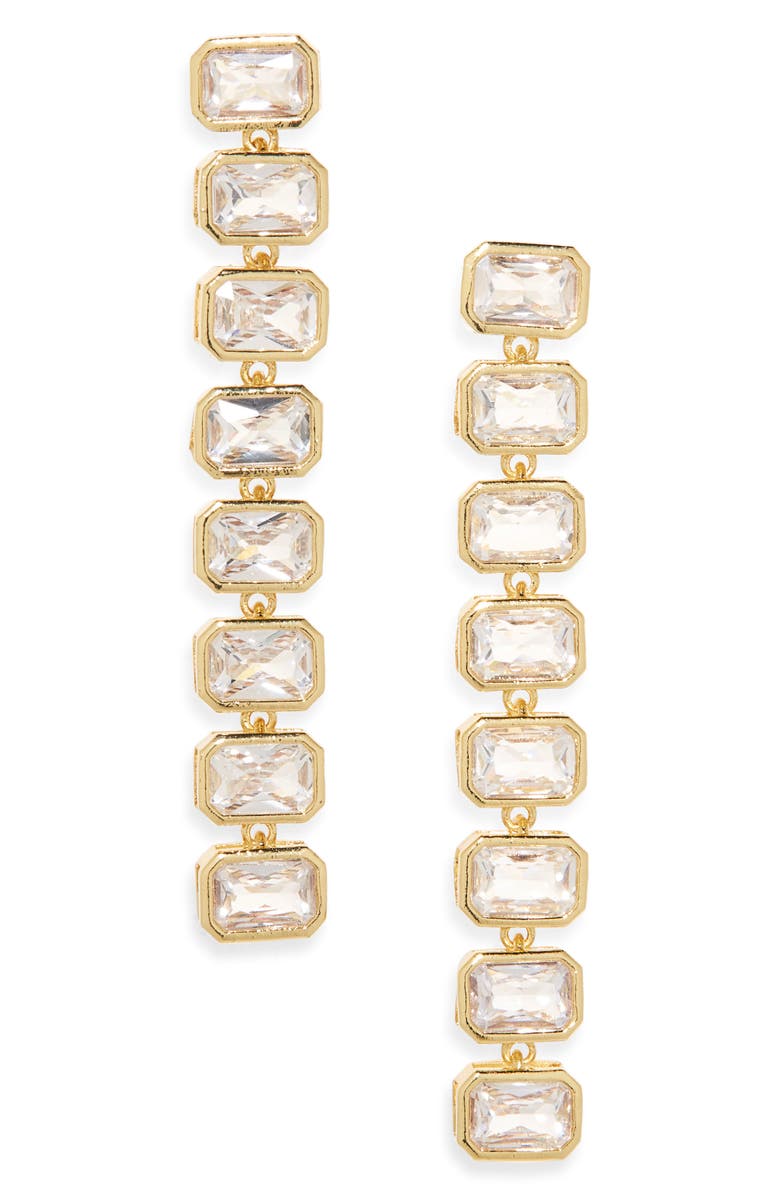 EYE CANDY LOS ANGELES Delphina Crystal Drop Earrings, Main, color, Gold
