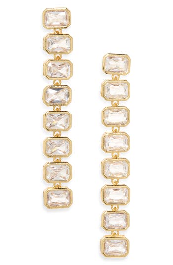 Eye Candy Los Angeles Delphina Crystal Drop Earrings In Gold