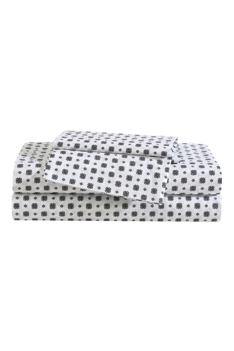 Fair Isle Sprinkle Cotton Sheet Set, Main, color, WHITE/ BLACK