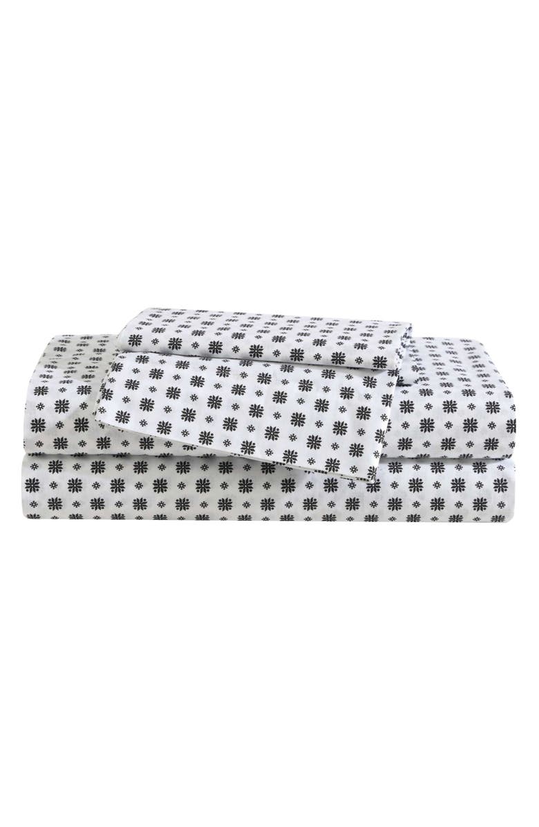 Eddie Bauer Fair Isle Sprinkle Cotton Sheet Set, Main, color, White/ Black