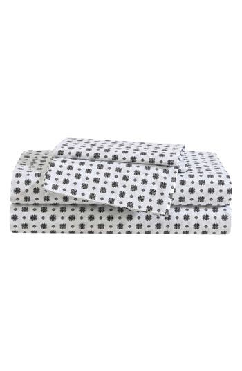 Eddie Bauer Fair Isle Sprinkle Cotton Sheet Set In White/black