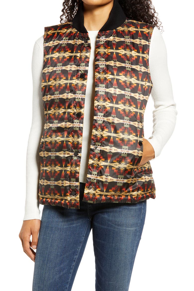 Elk Point Reversible Water Resistant Down Vest, Main, color, CAMEL/ BLACK TUCSON