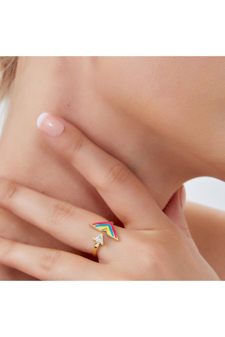 Enamel Arrow Ring In Sterling Silver, Alternate, color, Gold