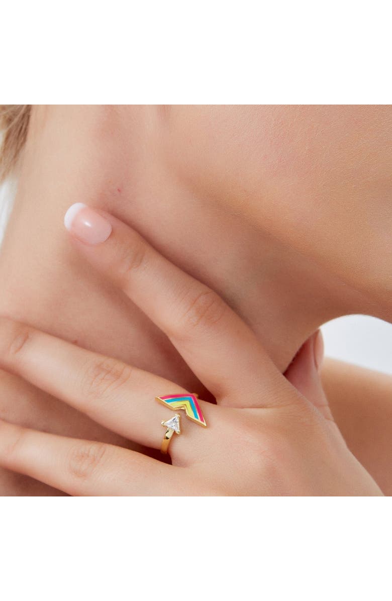 Spero London Enamel Arrow Ring In Sterling Silver, Alternate, color, Gold