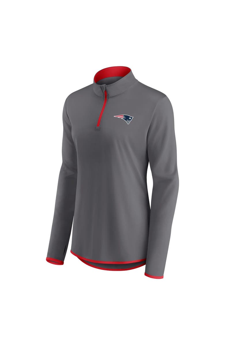 FANATICS Women's Fanatics Branded Gray New England Patriots Corner Long Sleeve 1/4 Zip Top, Alternate, color, Gray