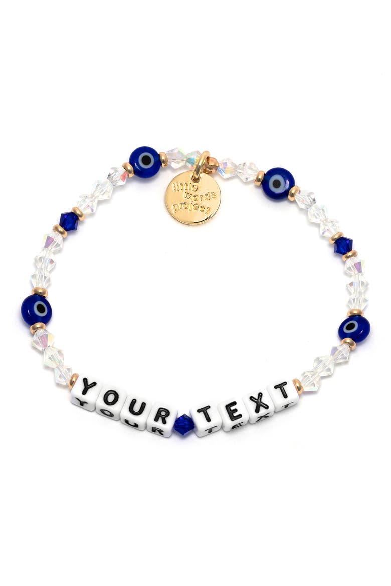 Evil Eye Custom Beaded Stretch Bracelet, Main, color, CRYSTAL BLUE