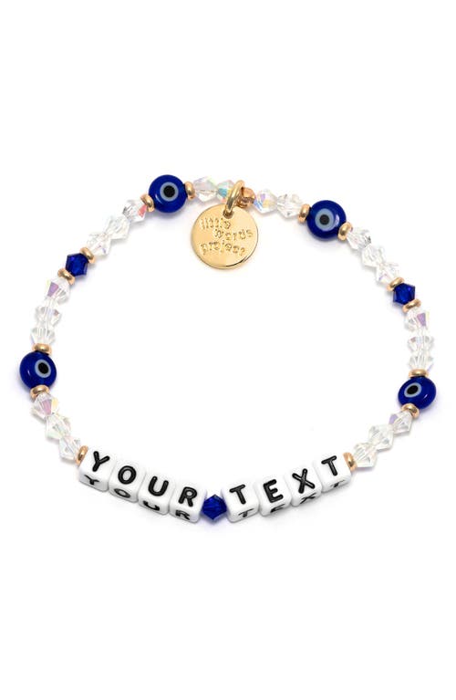 Little Words Project Evil Eye Custom Beaded Stretch Bracelet in Crystal Blue  product