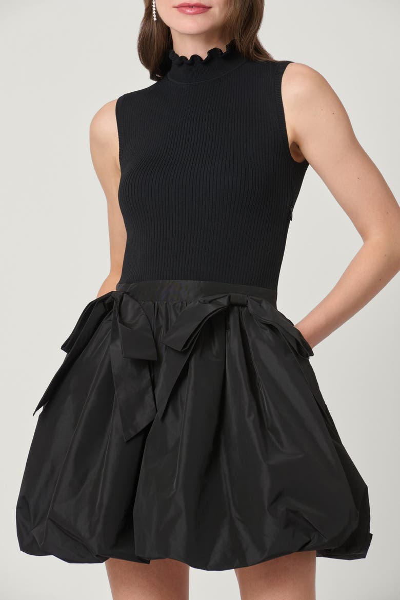 Midnight Brandy Taffeta Knit Combo Dress, Alternate, color, Jet