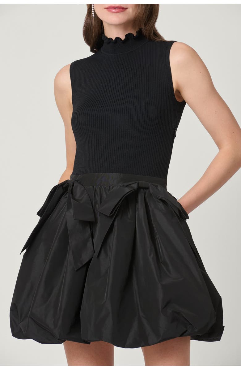 Shoshanna Midnight Brandy Taffeta Knit Combo Dress, Alternate, color, Jet