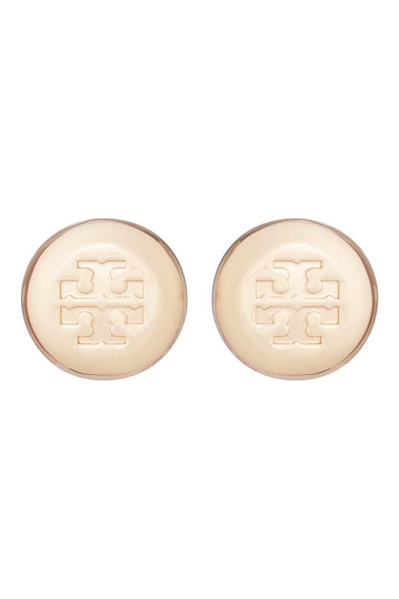 Icon Round Stud Earrings, Main, color, LIGHT BRASS