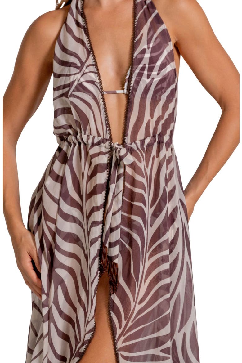 Print Halter Cover-Up Maxi Dress, Alternate, color, VANILLA CUSTARD