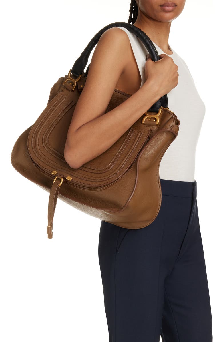 Chloé Large Marcie Leather Satchel, Alternate, color,