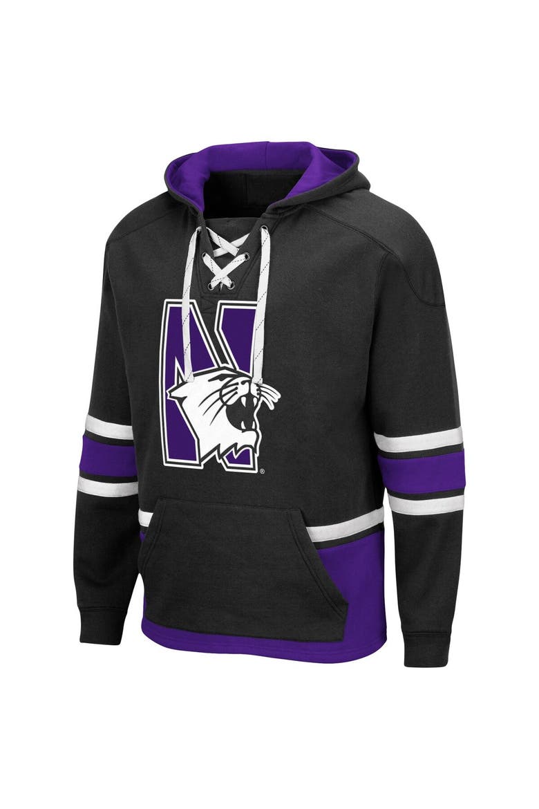 Men's Colosseum Black Northwestern Wildcats Lace Up 3.0 Pullover Hoodie, Alternate, color, Black