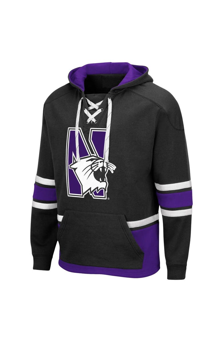 COLOSSEUM Men's Colosseum Black Northwestern Wildcats Lace Up 3.0 Pullover Hoodie, Alternate, color,