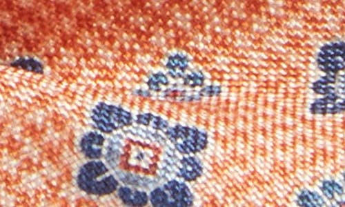 Edward Armah Neat Houndstooth Floral Silk Bow Tie In Orange