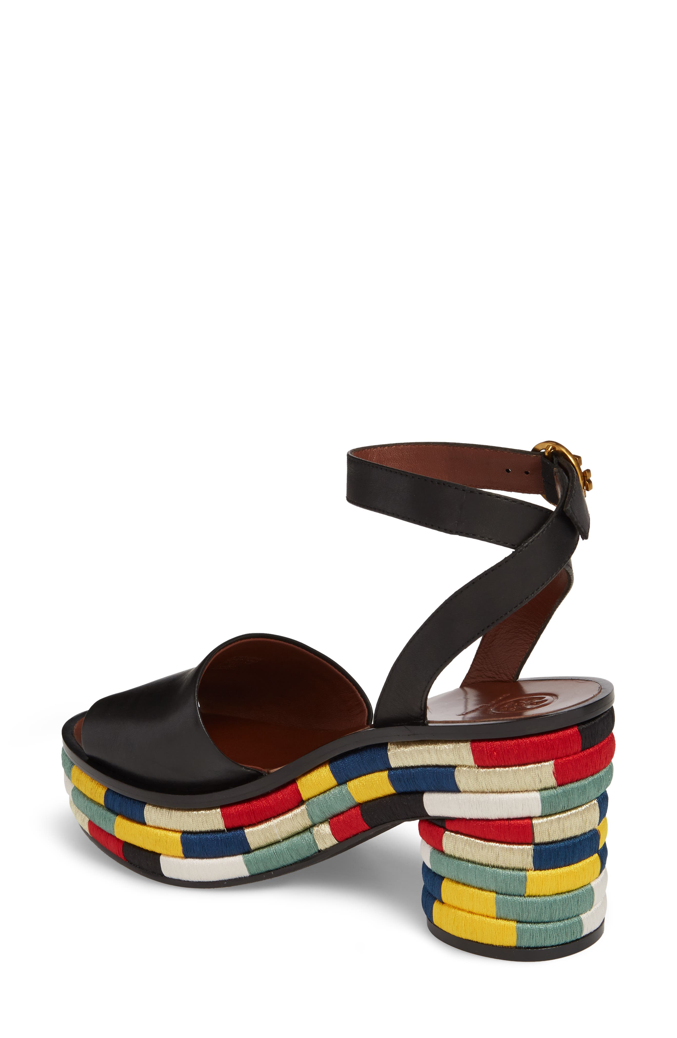 Camilla Embroidered Platform Sandal, Alternate, color, BLACK
