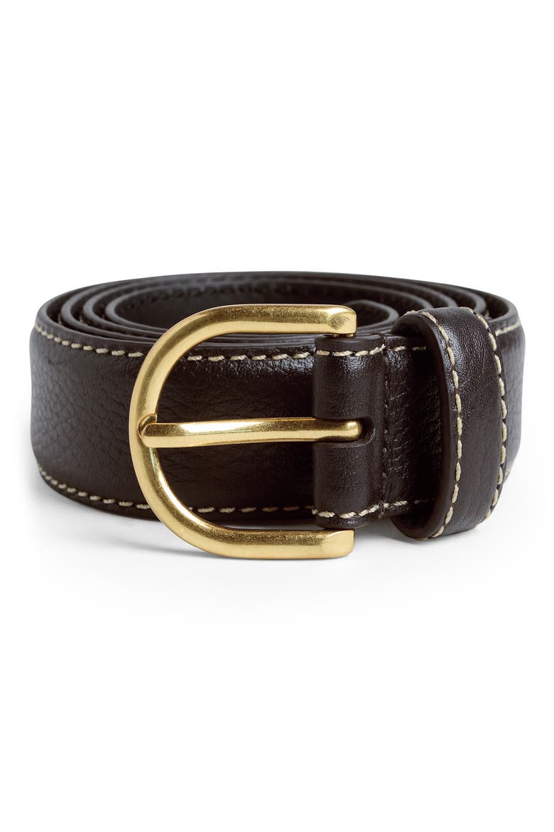 Contrast Leather Belt, Alternate, color, BROWN