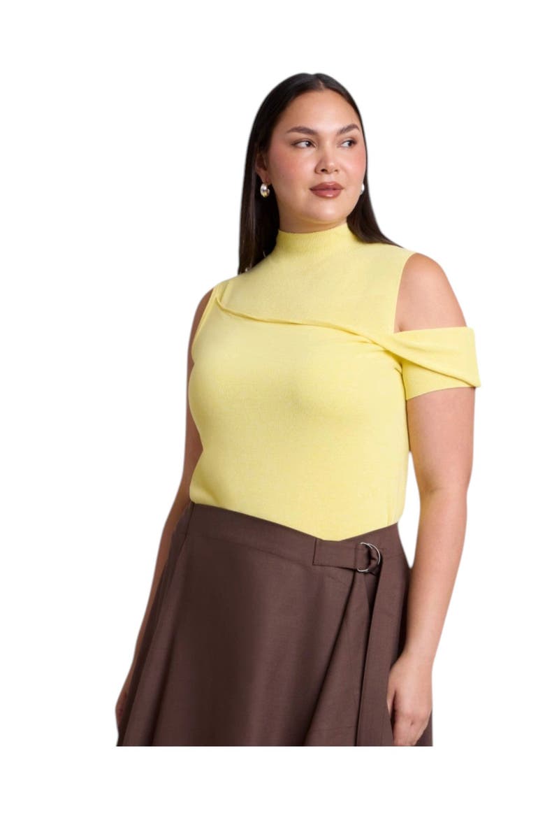 Asymmetric Layered Knit Top (plus), Main, color, BUTTER YELLOW