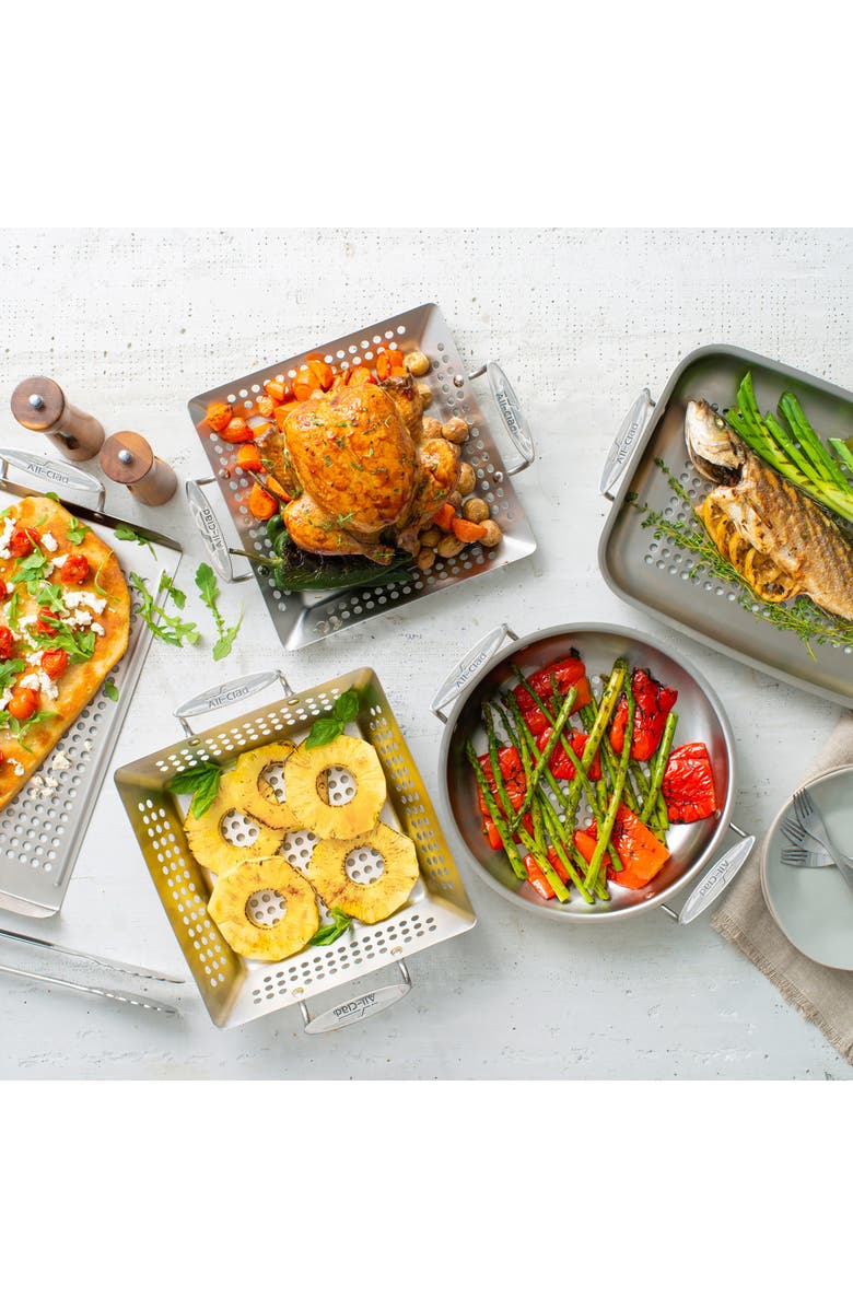 All-Clad Stainless Steel Outdoor Basket, Alternate, color, Silver