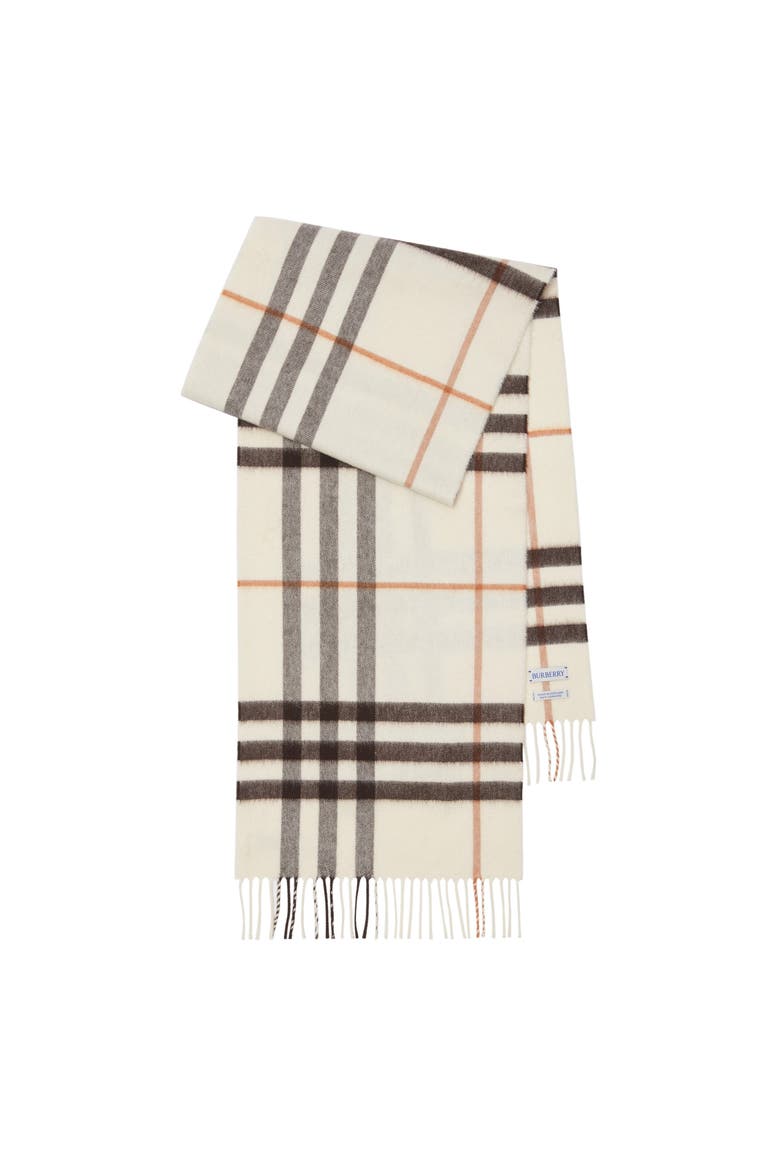 Check Cashmere Scarf, Main, color, Pebble white