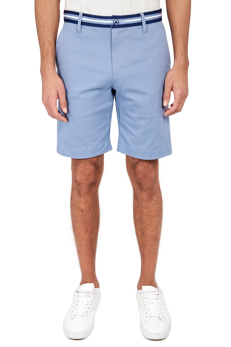 Slim Fit Solid Cotton Stretch Shorts, Main, color, CHAMBRAY/BLUE