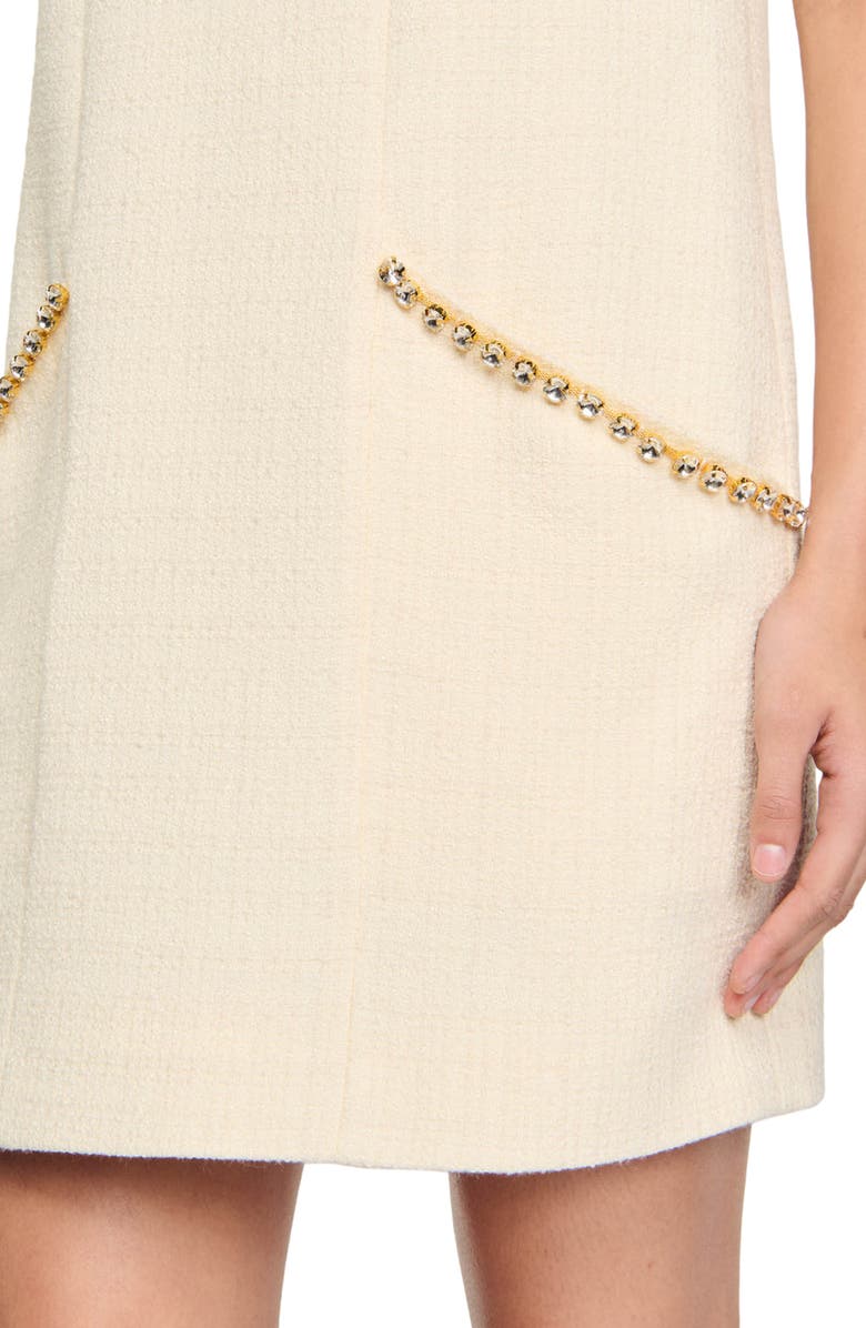 SANDRO Short rhinestone tweed dress, Alternate, color, 