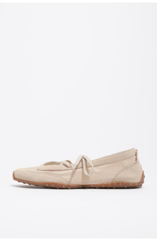 Bimba Y Lola Bone-colored Suede And Nylon 13 10 Sporty Ballerina In White