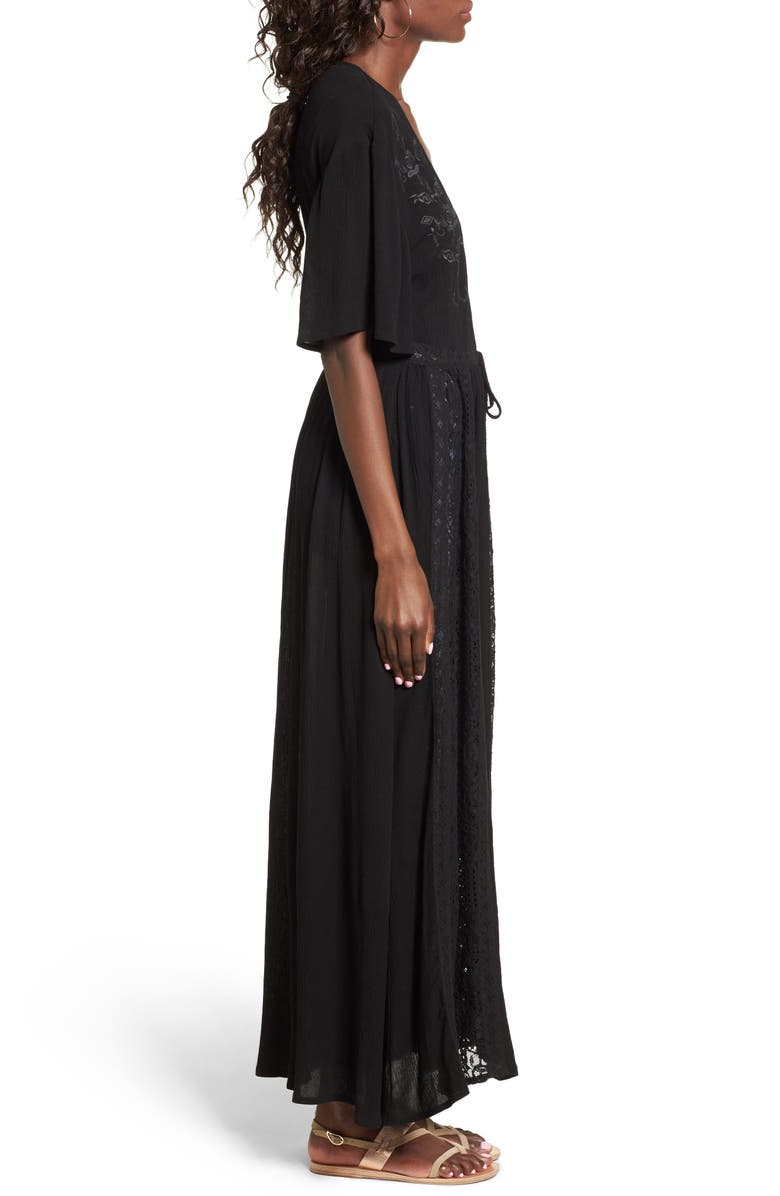 Sun & Shadow Lace Inset Duster, Alternate, color, Black